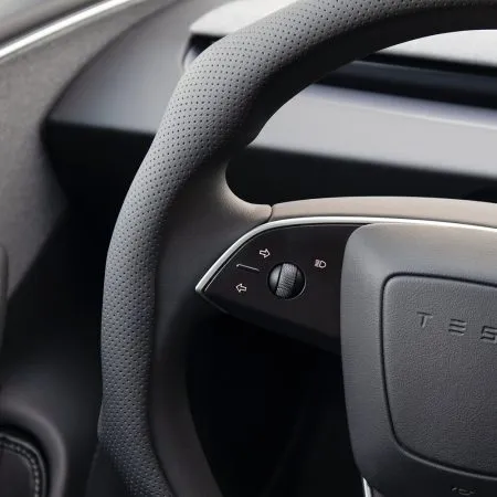 Tesla Model 3 Highland interior with luxury NAPPA leather steering wheel cover