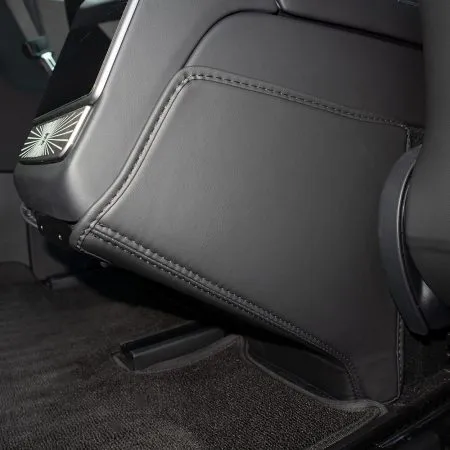 Tesla Model 3 Highland under rear screen leather anti-kick mat protecting carpet and rear screen area